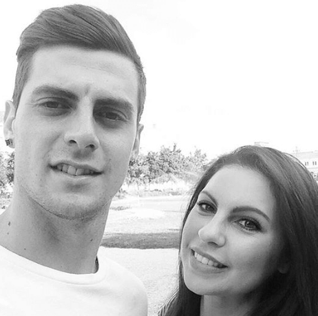 With His Girlfriend In A Black And White Picture